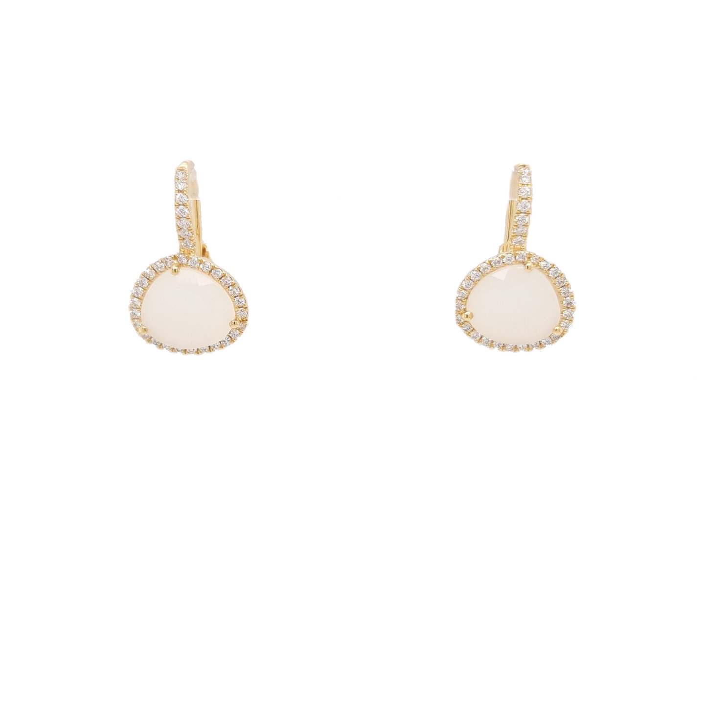 Ladies Diamond and White Quartz Earrings 4.20 Carats
