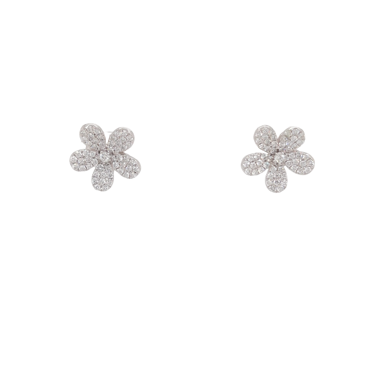 Ladies Diamond Flower Stud Earrings 0.73 Carats