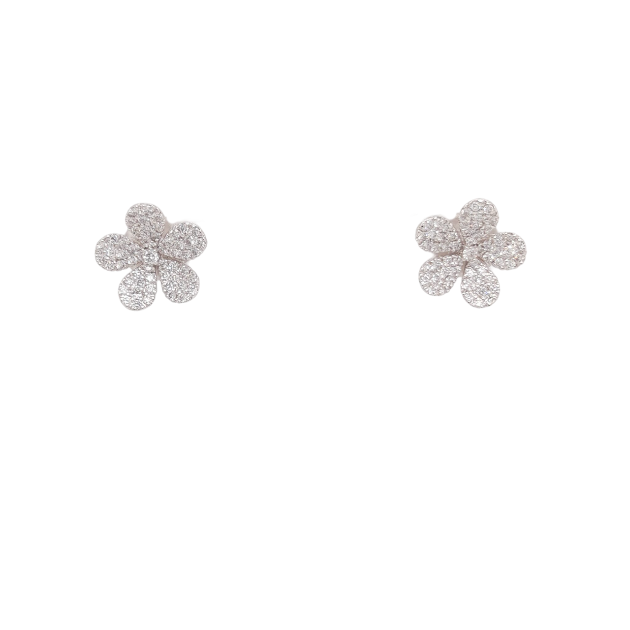 Ladies Diamond Flower Stud Earrings 1.14 Carats