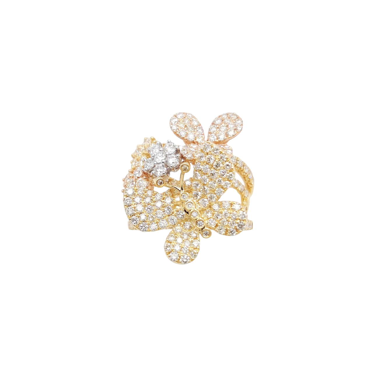 Ladies Tri-Color Diamond Flower Ring 2.49 Carats