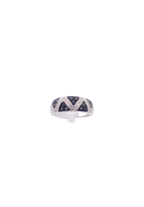 Black Diamond Ring 14 Karat White Gold 0.40 Carats