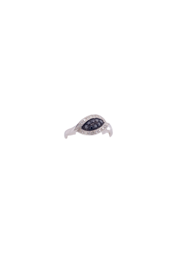 Black Diamond Ring 14 Karat White Gold 0.25 Carats
