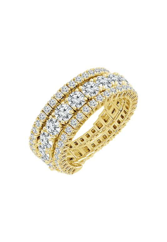 14 Karat Yellow Gold Ladies Diamond Flexible Ring 3.50 Carats
