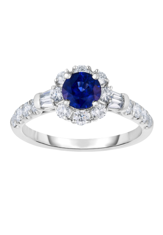 Ladies Diamond Ring with Sapphire 0.64 Carats IGI Certified