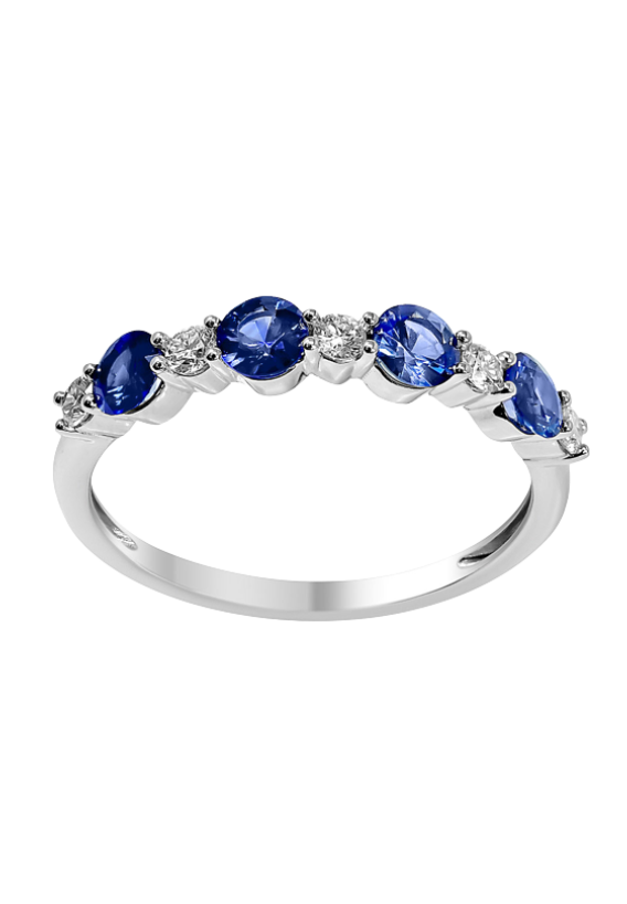 Ladies Diamond Ring with Sapphires 0.77 Carats