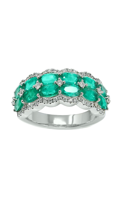 Ladies Diamond Ring with Emeralds 2.35 Carats