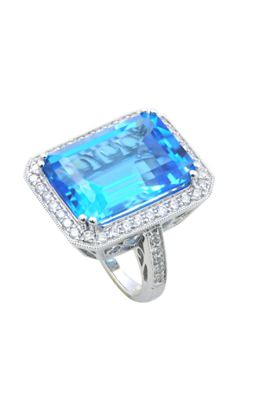Ladies Diamond Ring with Blue Topaz 26.48 Carats