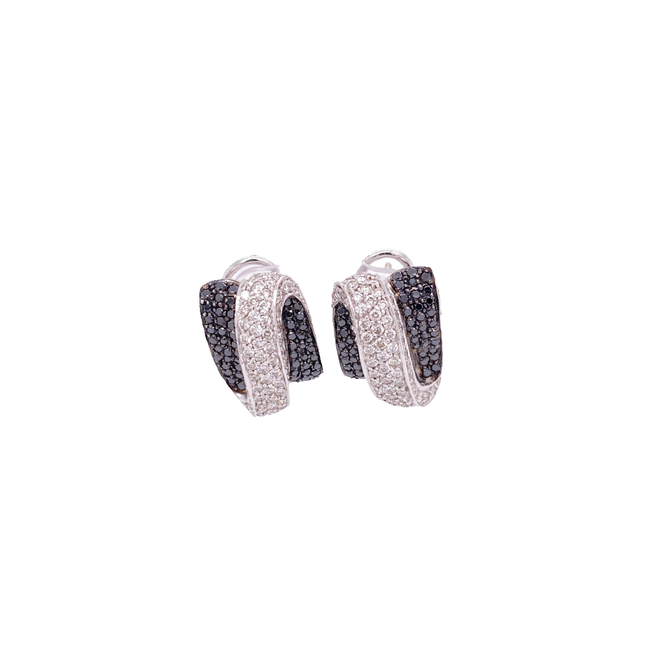 Black Diamond Earrings 18 Karat White Gold Black Diamond 1.87 Carats