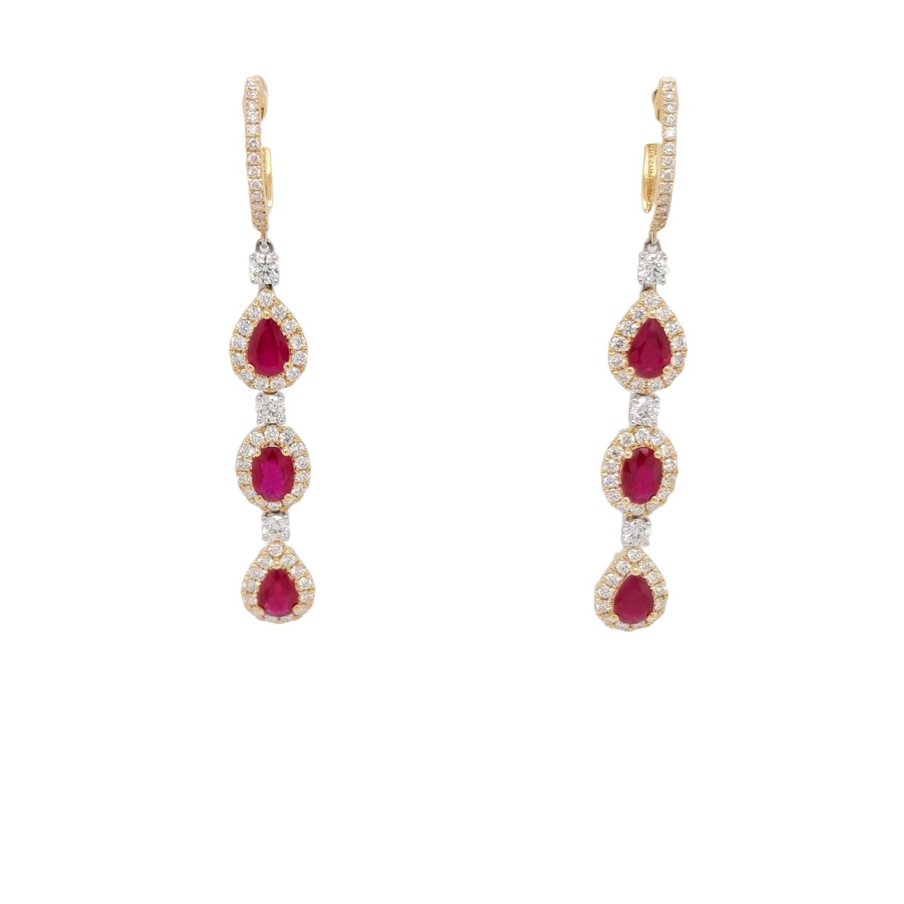 Ladies Diamond and Ruby Earrings 2.97 Carats