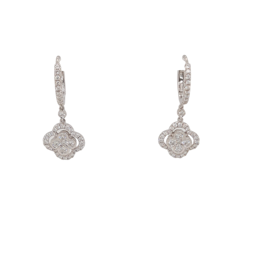 Ladies Flower Diamond Earrings 1.30 Carats