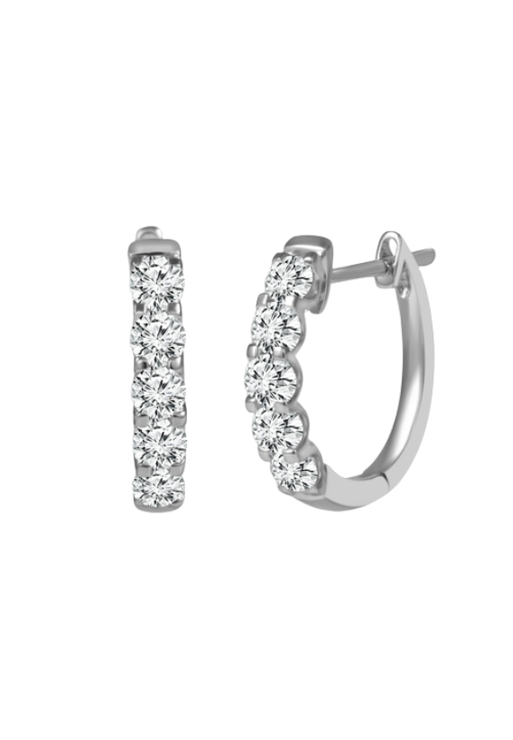 Ladies Diamond Hoop Earrings 1.00 Carats