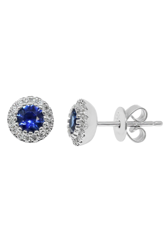 Ladies Sapphire and Diamond Earrings 0.42 Carats Sapphires