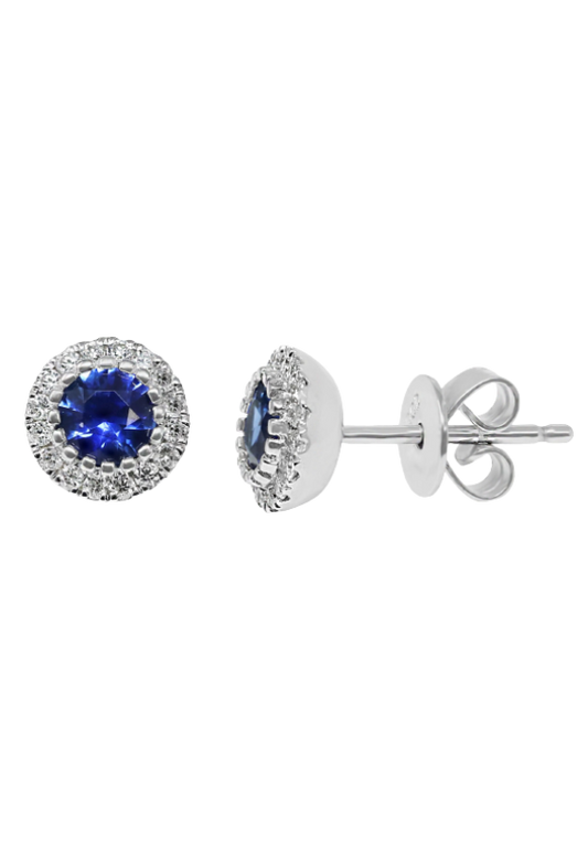 Ladies Sapphire and Diamond Earrings 0.42 Carats Sapphires