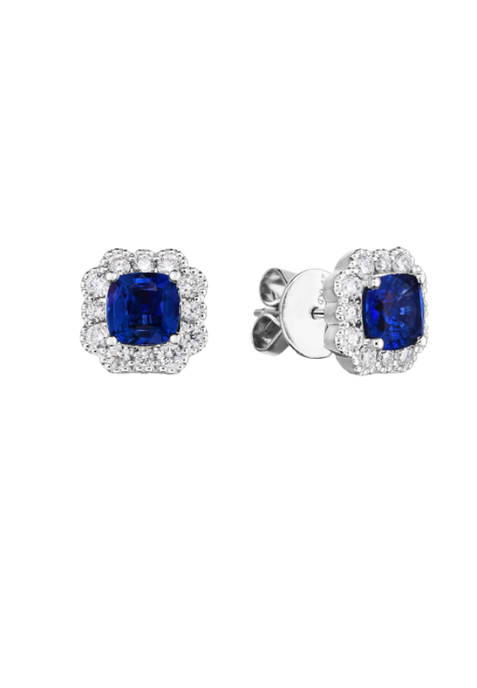 Ladies Sapphire and Diamond Earrings 1.58 Carats Tanzanite