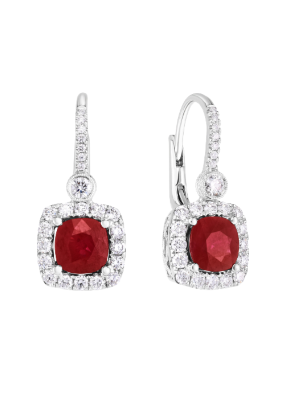 Ladies Ruby and Diamond Earrings 2.49 Carats Rubies