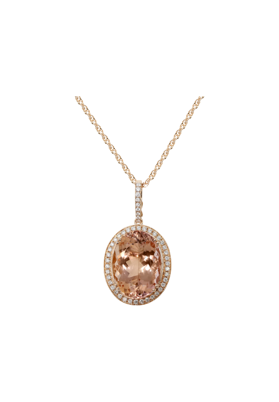 Ladies Diamond Necklace with Morganite 20.64 Carats