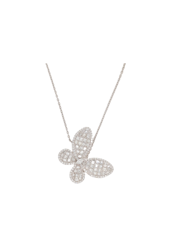 Ladies Butterfly Diamond Necklace 3.48 Carats