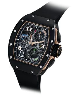 RM 72-01 Automatic Winding Lifestyle Flyback Chronograph Black Rubber Strap Black Ceramic & Rose Gold Case