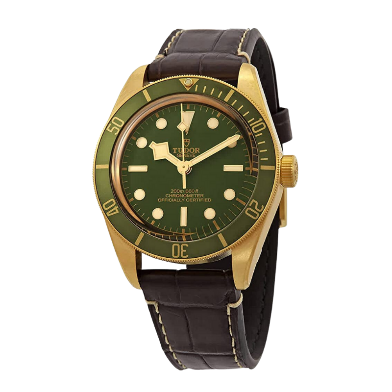 M79018V-0001 Black Bay 41 Yellow Gold Green Dial Brand New Complete with Box and Papers with Green Strap (Extra Brown Leather Strap Included)