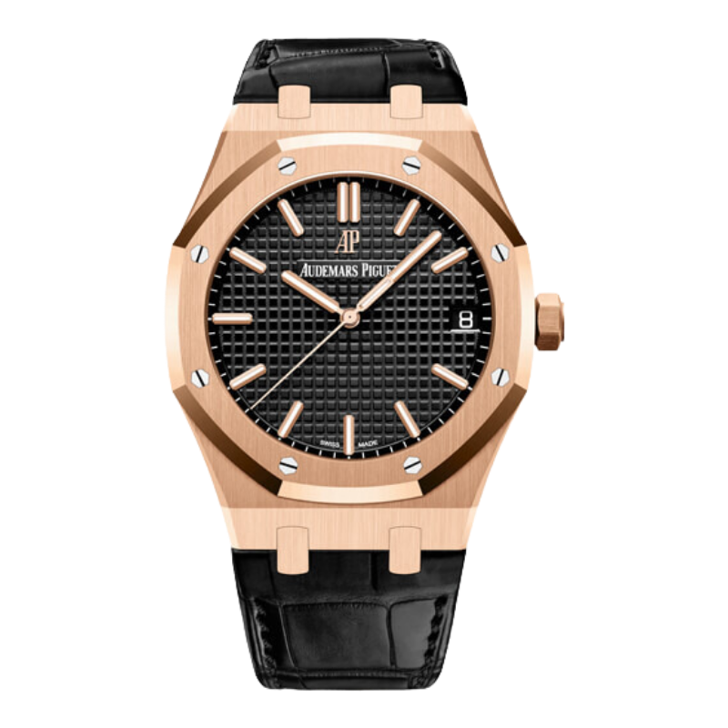 Audemars Piguet Royal Oak Ref. 15500OR.OO.D002CR.01 41MM Rose Gold Black Dial on Leather