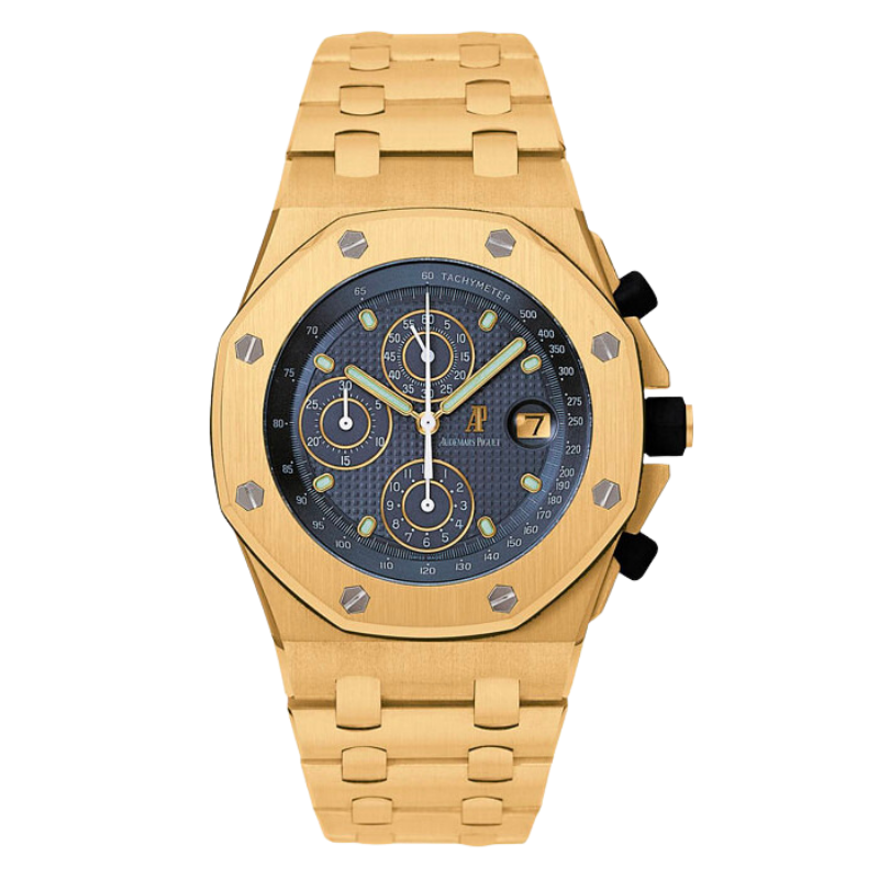 Audemars Piguet 42MM Royal Oak Offshore Ref. 25721BA.OO.1000BA.02.A Yellow Gold Blue Dial