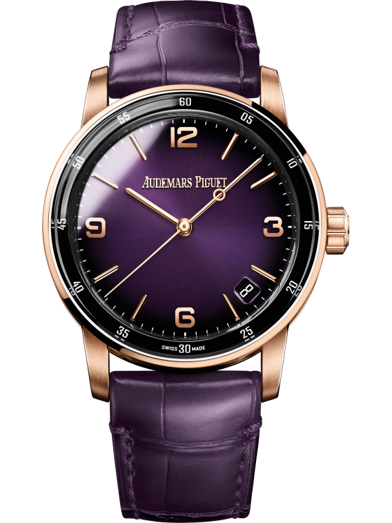 Code 11.59 by Audemars Piguet 41mm Purple Alligator Strap Smoked Lacquered Purple Dial With Sunray Pattern Base 18-Carat Pink Gold Case
