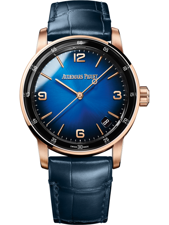 ﻿Code 11.59 by Audemars Piguet 41mm Blue Alligator Strap Smoked Lacquered Blue Dial 18-Carat Pink Gold Case