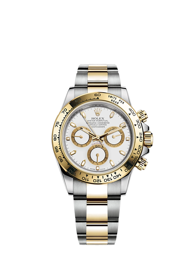 Cosmograph Daytona 40MM Oyster Bracelet Yellow Gold With a White Dial Yellow Gold Bezel With Engraved Tachymetric Scale
