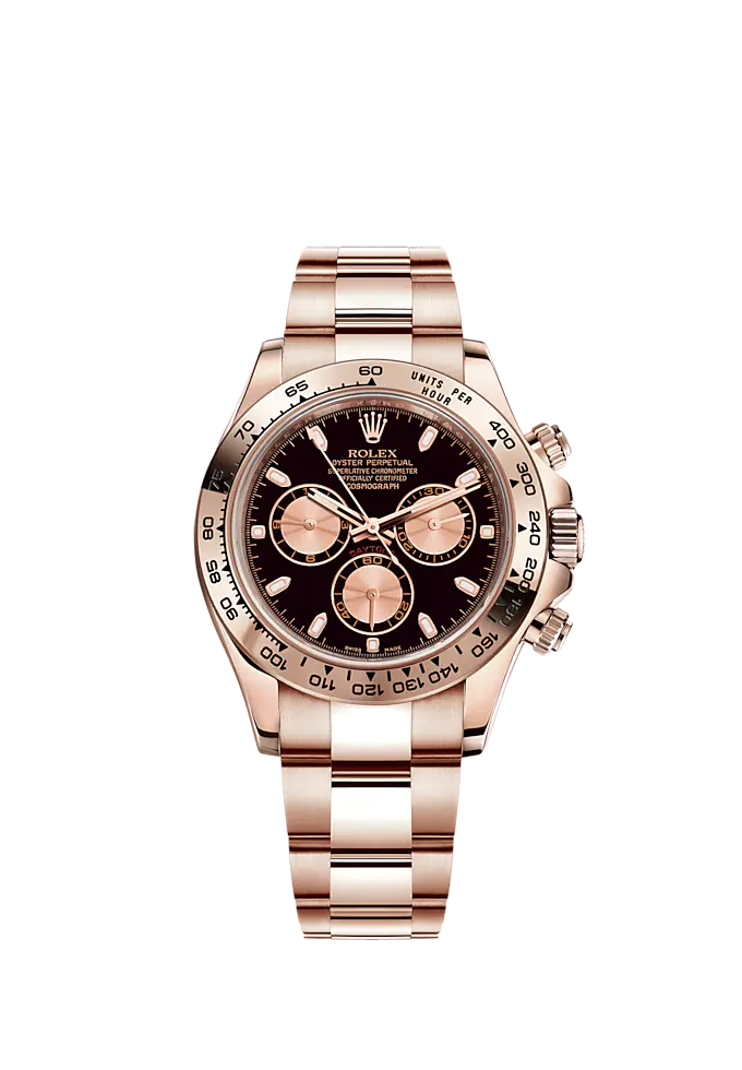 Cosmograph Daytona 40MM Oyster Bracelet Black and Pink Dial 18 CT Everose Gold Bezel With Engraved Tachymetric Scale