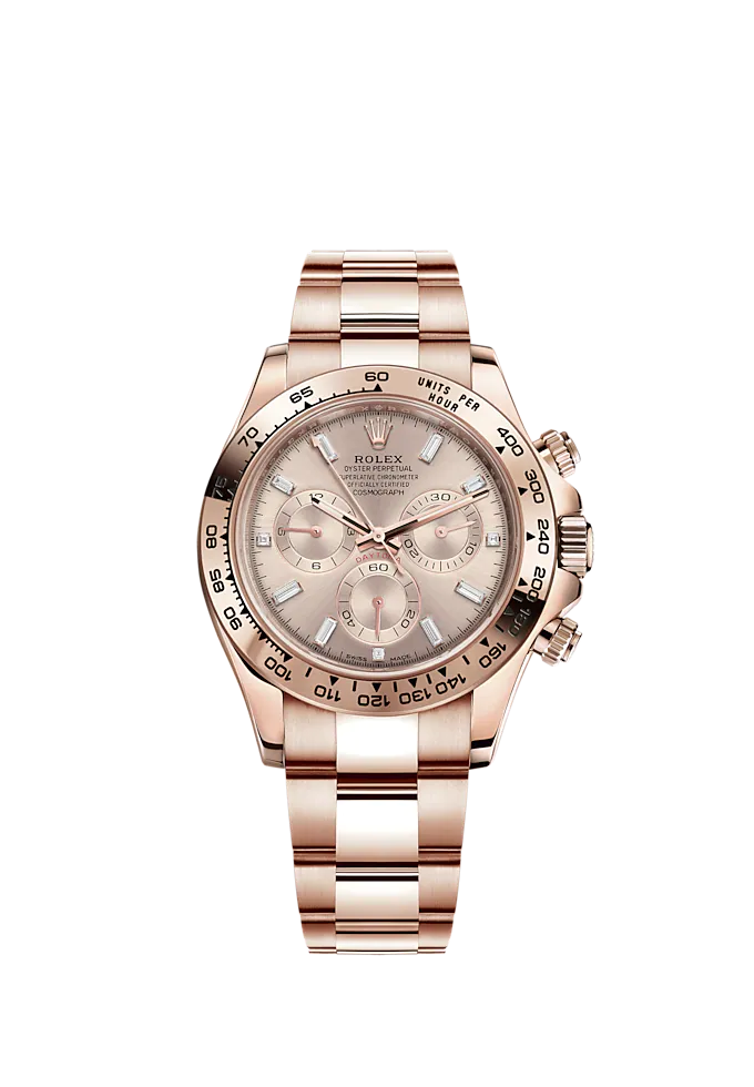 Cosmograph Daytona 40MM Oyster Bracelet Sundust Diamond-Set Dial 18 CT Everose Gold Bezel With Engraved Tachymetric Scale