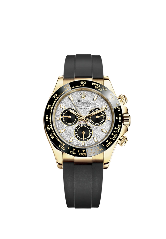 Cosmograph Daytona 40MM Oysterflex Bracelet Meteorite and Black Dial Black Cerachrom Bezel With Tachymetric Scale and Yellow Gold Case