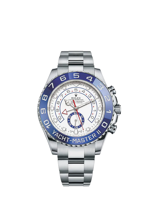 Yacht-Master II 44mm Oyster Bracelet Oystersteel with White Dial Blue Cerachrom Ring Command Bezel