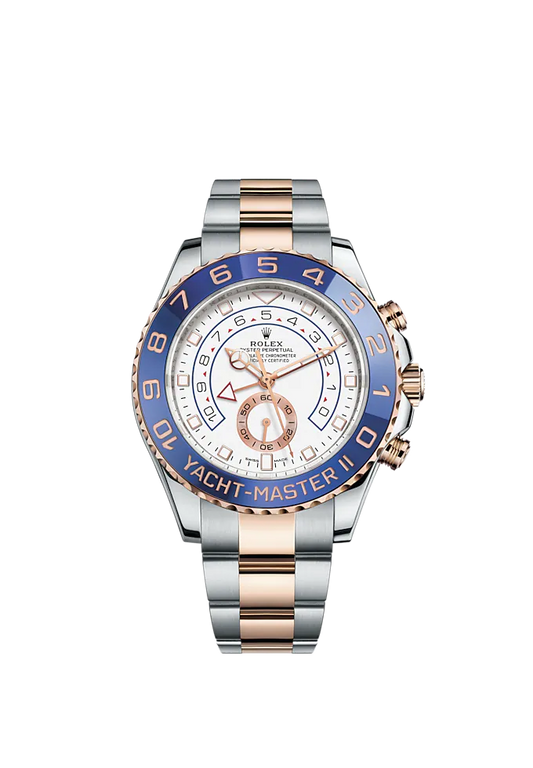 Yacht-Master II 44mm Oyster Bracelet Oystersteel and Everose Gold with White Dial Blue Cerachrom Ring Command Bezel