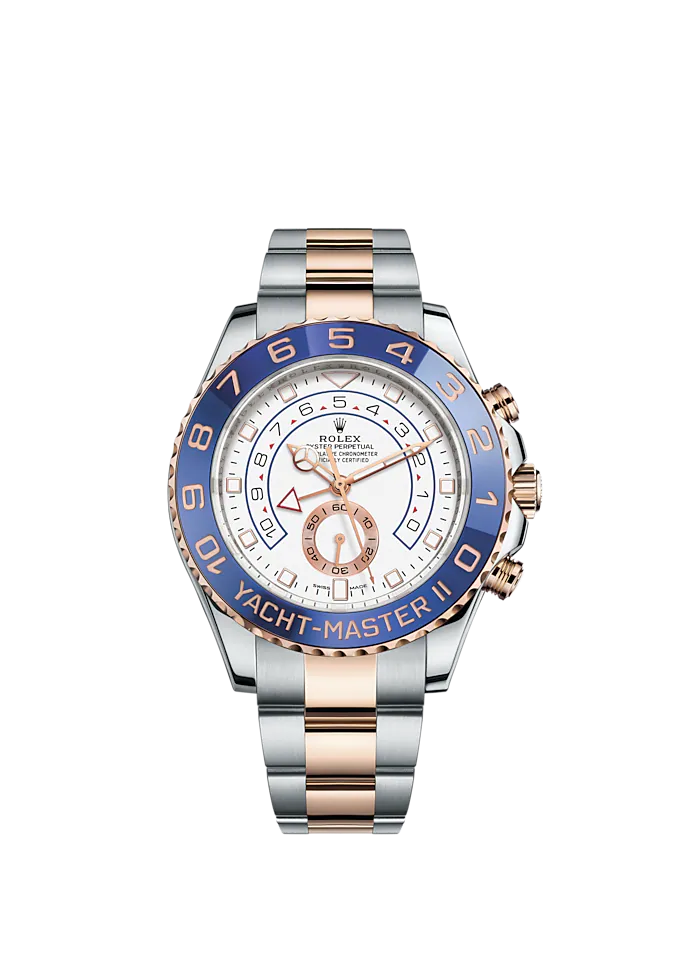 Yacht-Master II 44mm Oyster Bracelet Oystersteel and Everose Gold with White Dial Blue Cerachrom Ring Command Bezel