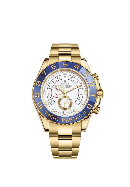 Yacht-Master II 44mm Oyster Bracelet and 18 CT Yellow Gold with White DIal Blue Cerachrom Ring Command Bezel