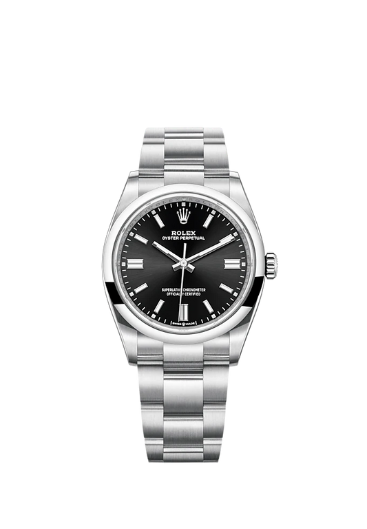 Oyster Perpetual 36 36MM Oyster Bracelet Bright Black Dial Domed Bezel