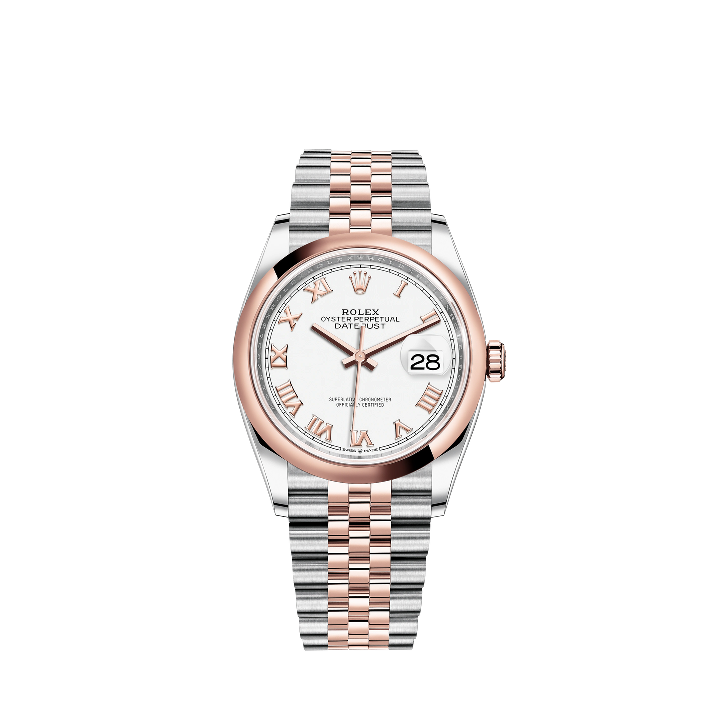 Datejust 36 36mm Oystersteel and Everose Gold Jubilee Bracelet White Dial Domed Bezel