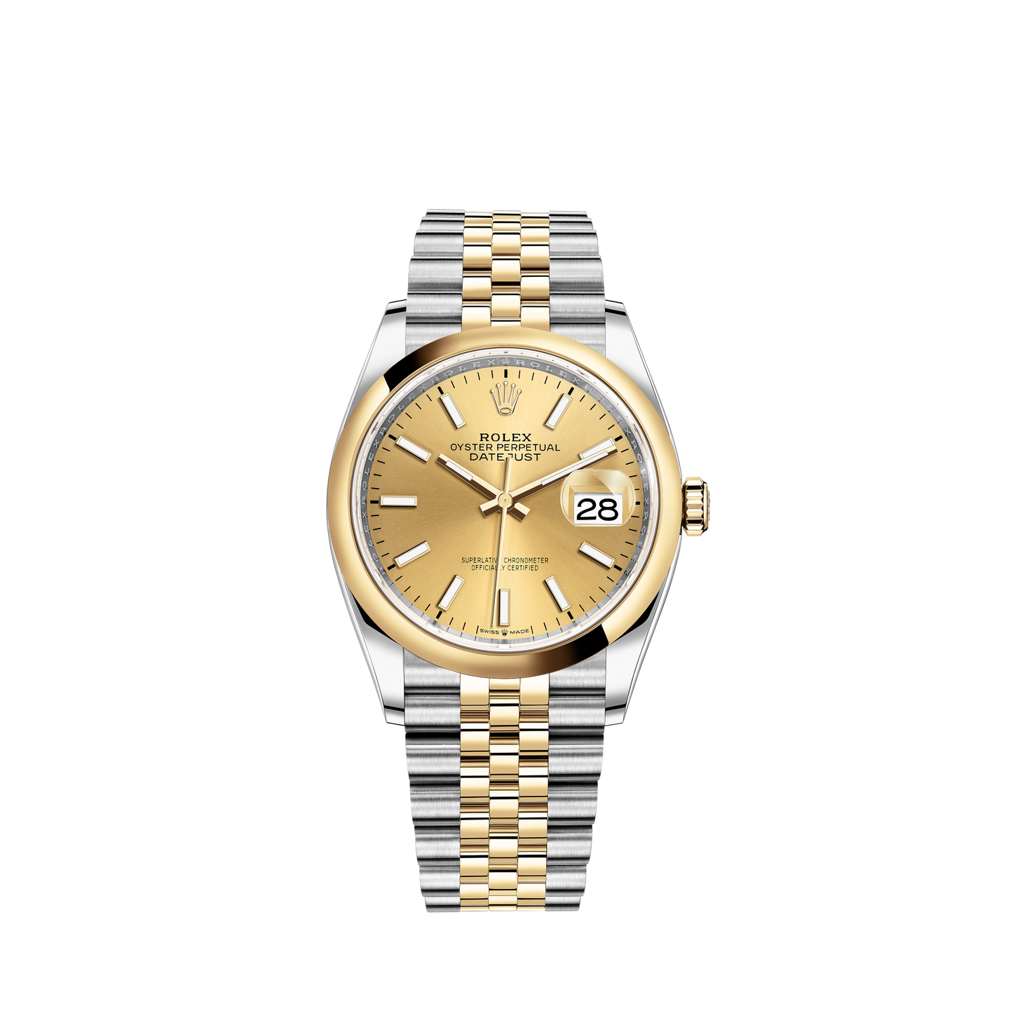 Datejust 36 36mm Oystersteel and Yellow Gold Jubilee Bracelet Champagne-colour Dial Domed Bezel