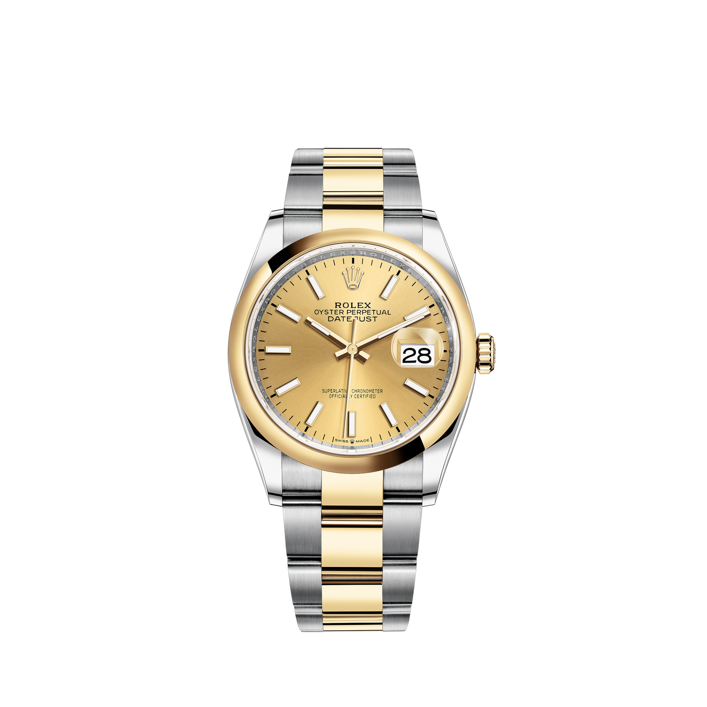 Datejust 36 36mm Oyster Bracelet Oystersteel and Yellow Gold with Champagne-Colour Dial Domed Bezel