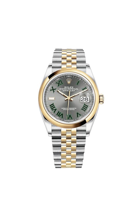 Datejust 36 36mm Oystersteel Jubilee Bracelet and Yellow Gold with Slate Dial Domed Bezel