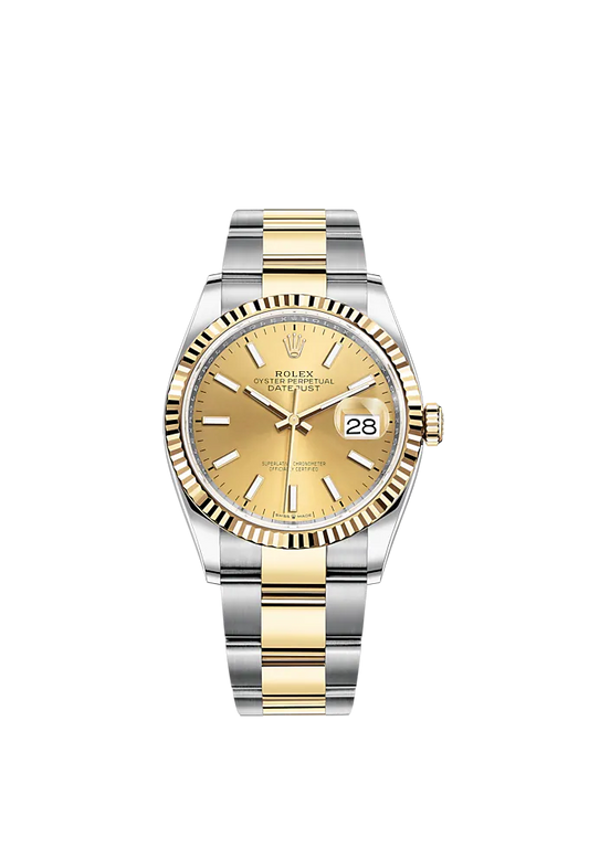 Datejust 36 36mm Oyster Bracelet Oystersteel and Yellow Gold with Champagne-Colour Dial Fluted Bezel