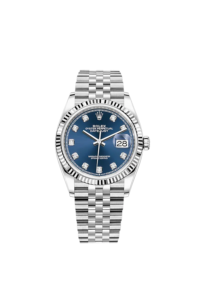 Rolex Datejust Ref. 126234 36mm Jubilee Bracelet White Gold with Blue Diamond-Marker Dial