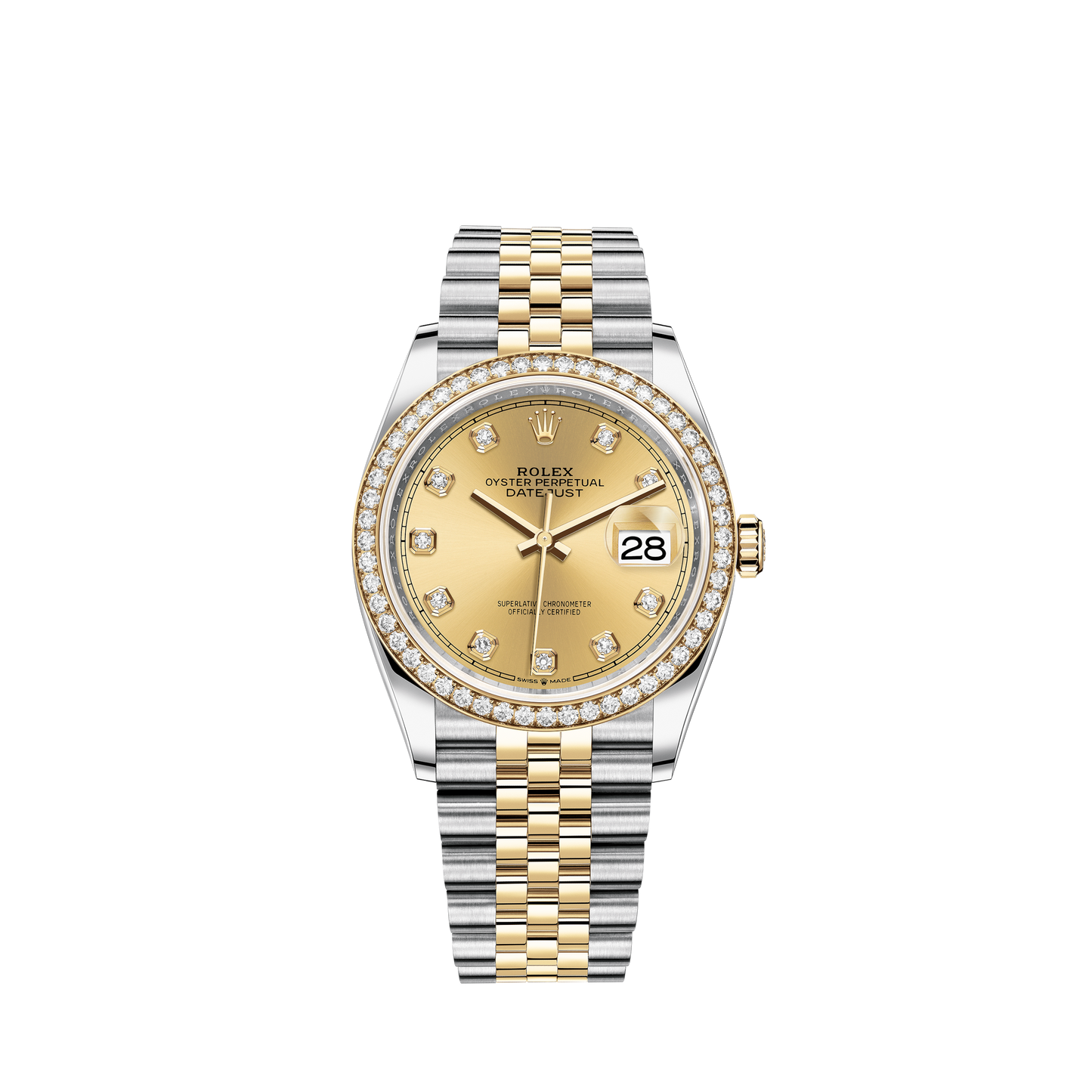 Datejust 36 36mm Oystersteel Jubilee Bracelet and Yellow Gold with Champagne-Colour Diamond-Set Dial Diamond-Set Bezel