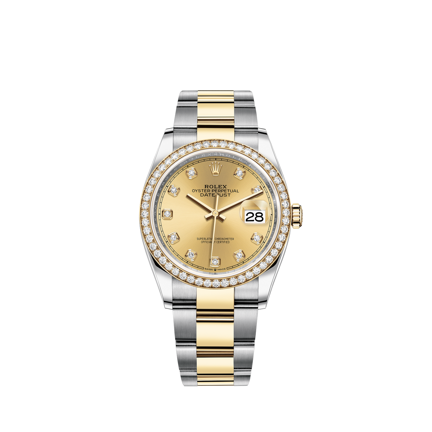 Datejust 36 36mm Oyster Bracelet Oystersteel and Yellow Gold with Champagne-Colour Diamond-Set Dial Diamond-Set Bezel