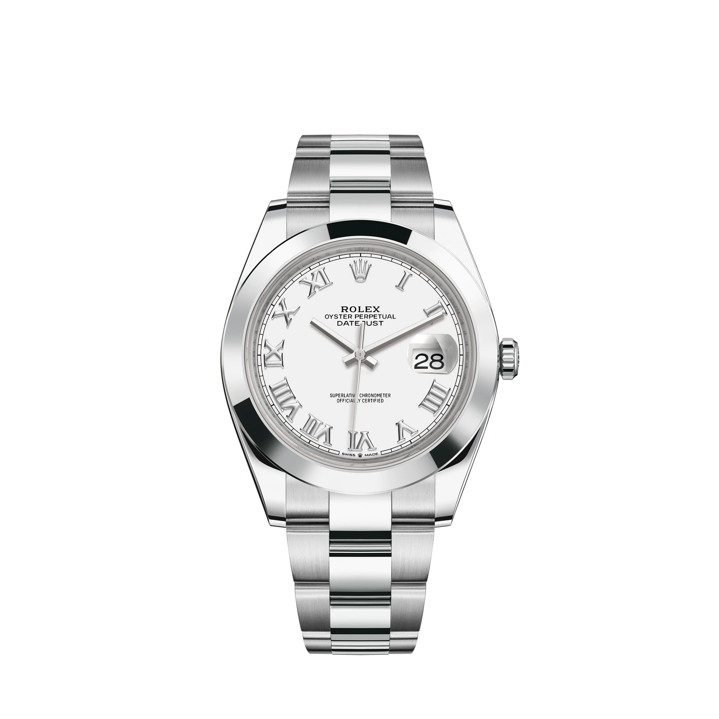 Datejust 41 41mm Oyster Bracelet Oystersteel with White Dial Oystersteel Bezel