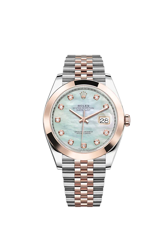 Datejust 41 41mm Jubilee Bracelet Oystersteel and Everose Gold with White Mother-Of-Pearl Diamond-Set Dial Everose Gold Bezel