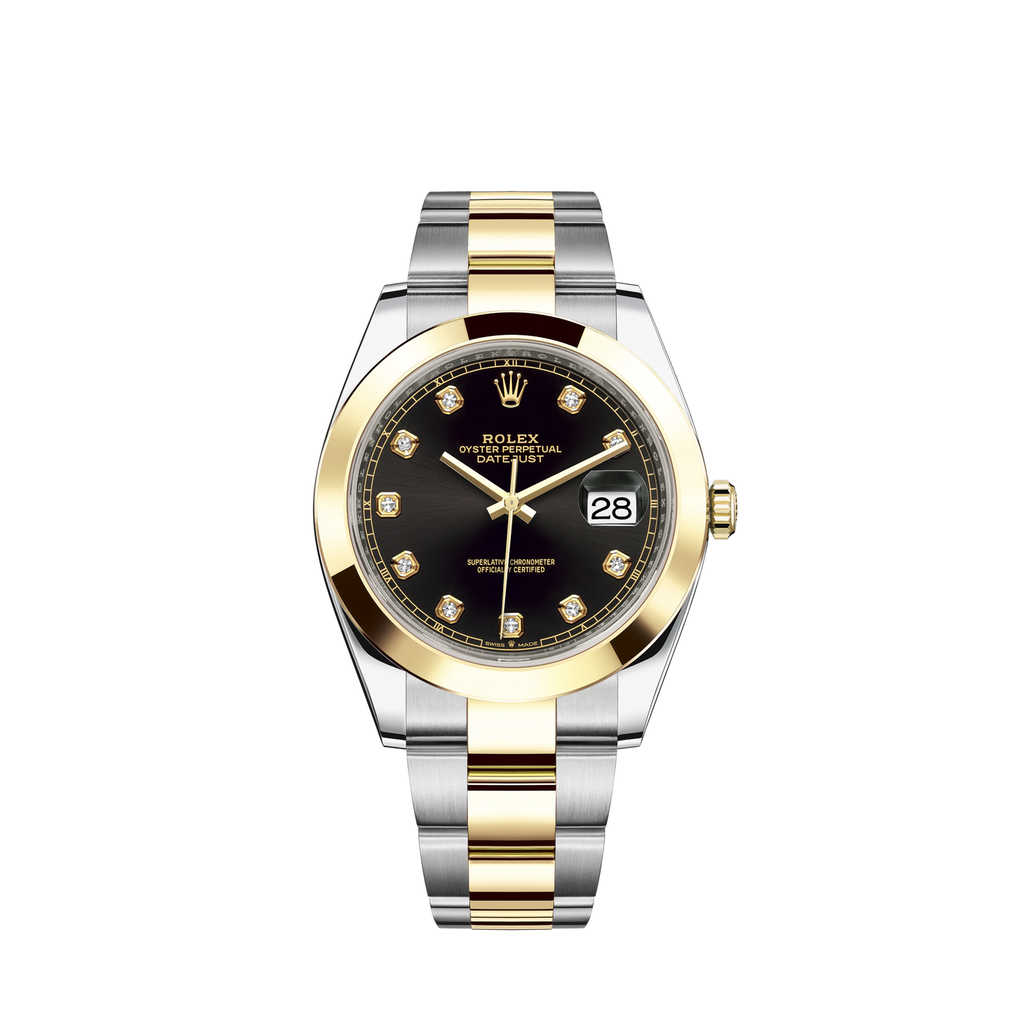 Datejust 41 41mm Oyster Bracelet Oystersteel and Yellow Gold with Bright Black Diamond-Set Dial Yellow Gold Bezel