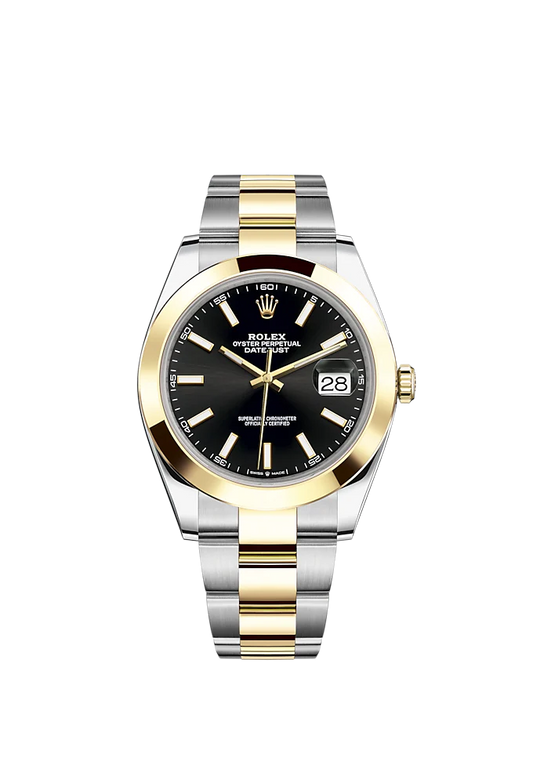 Datejust 41 41mm Oyster Bracelet Oystersteel and Yellow Gold with Bright Black Dial Yellow Gold Bezel