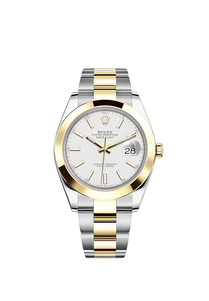Datejust 41 41mm Oyster Bracelet Oystersteel and Yellow Gold with White Dial Yellow Gold Bezel