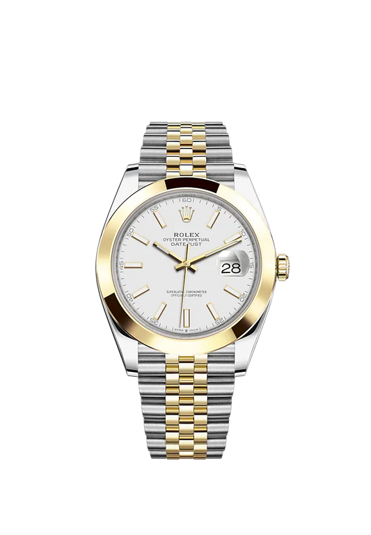 Datejust 41 41mm Jubilee Bracelet Oystersteel and Yellow Gold with White Dial Yellow Gold Bezel